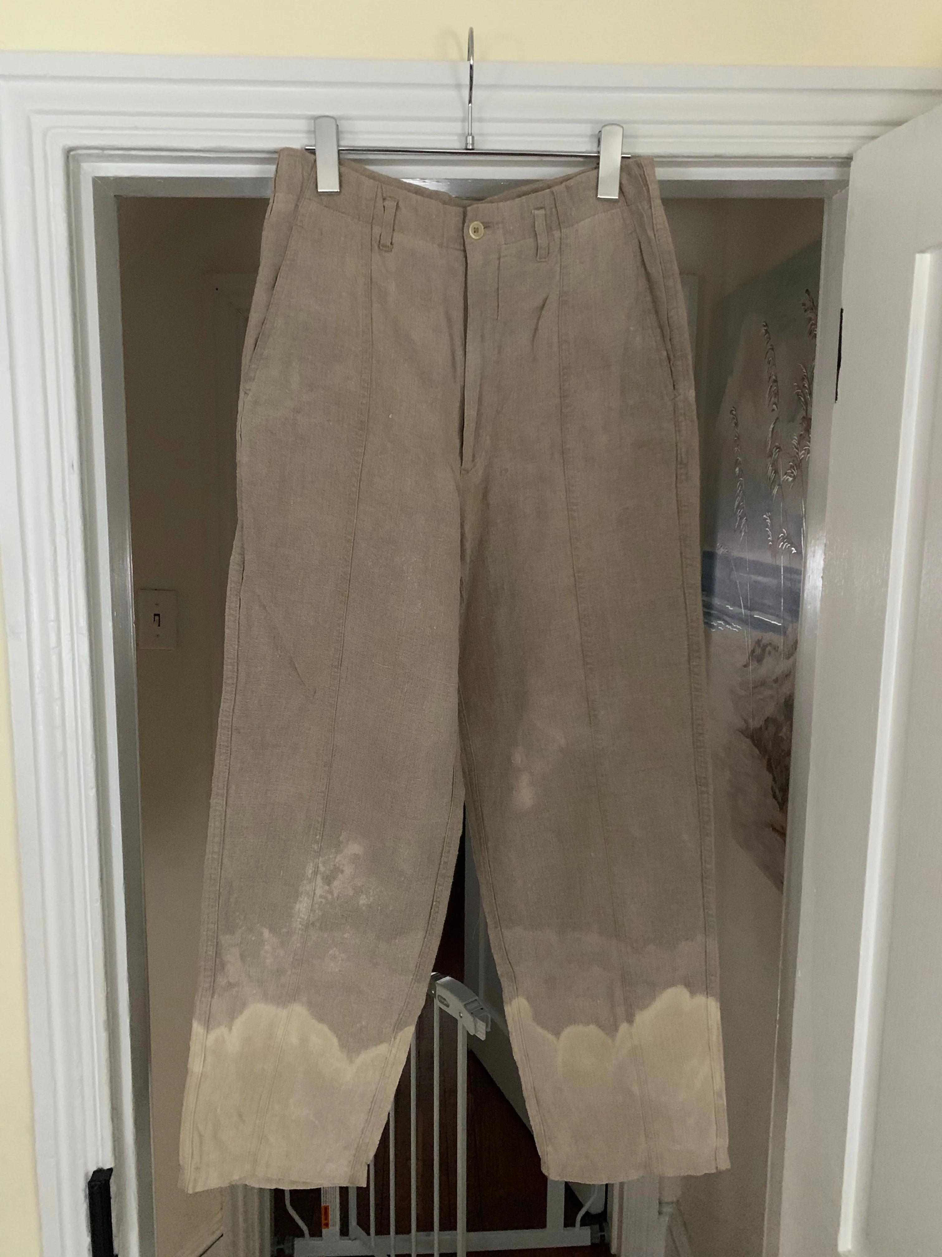 1980s CDGH Linen Trousers with Bleach Dyed Hems - Size S