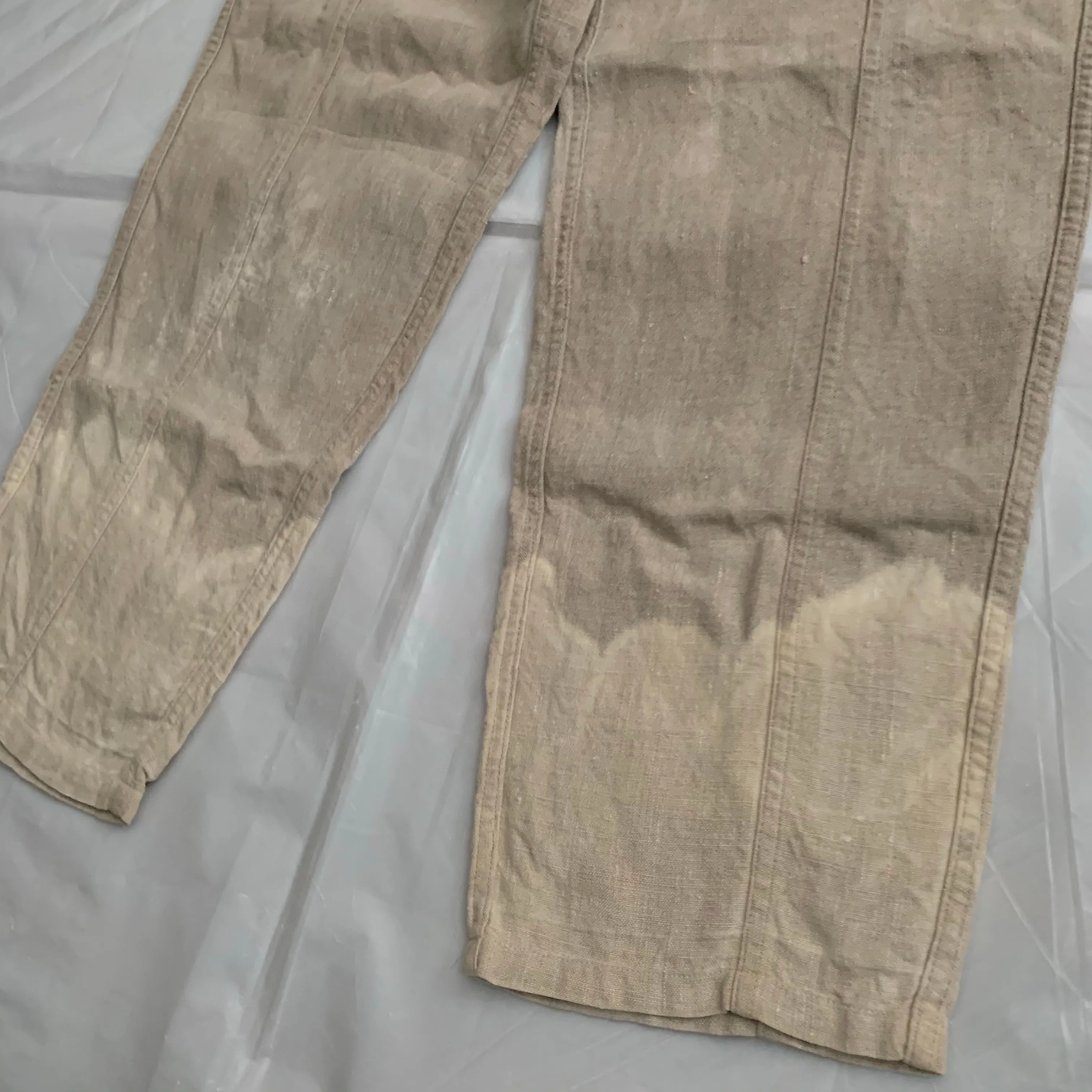 1980s CDGH Linen Trousers with Bleach Dyed Hems - Size S