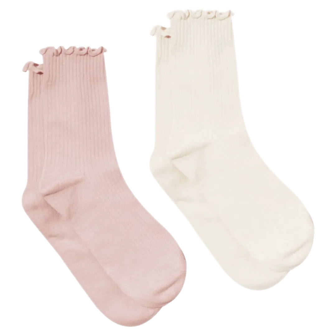 2-Pack Ruffle Socks - Blush/Stone