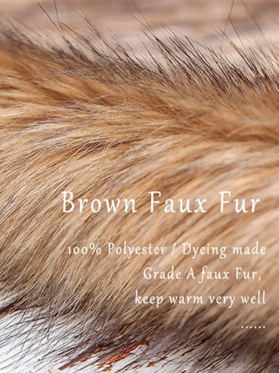 2025 Brown Faux Fur Cape Wedding Shawl Fur Stole for Party