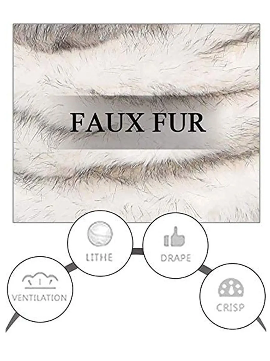 2025 Brown-White Faux Fur Furry Shawl Wedding Wrap