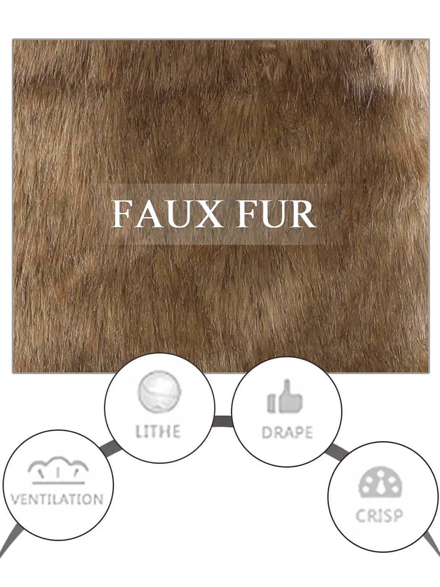 2025 Women's Brown 57.1″ long to 65″ Pile Faux Fur Wedding Shawl