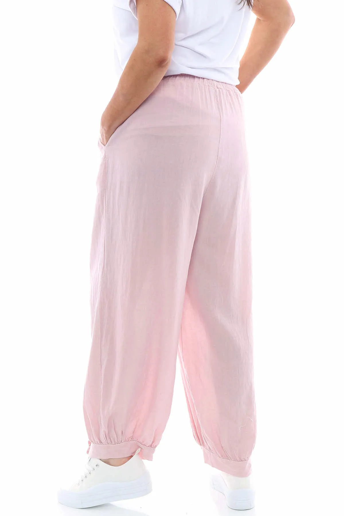 Abriana Button Linen Trousers Pink