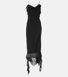 Acne Studios Asymmetrical Ruffle Midi Dress, Black
