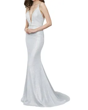 Angela & Alison - Plunging V-Neck Prom Dress