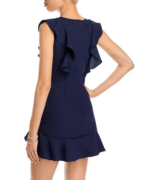 BCBGMAXAZRIA Ruffle Mini Dress, Blue
