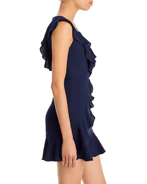 BCBGMAXAZRIA Ruffle Mini Dress, Blue