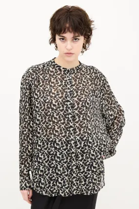 Black & Beige Sheer Printed Blouse