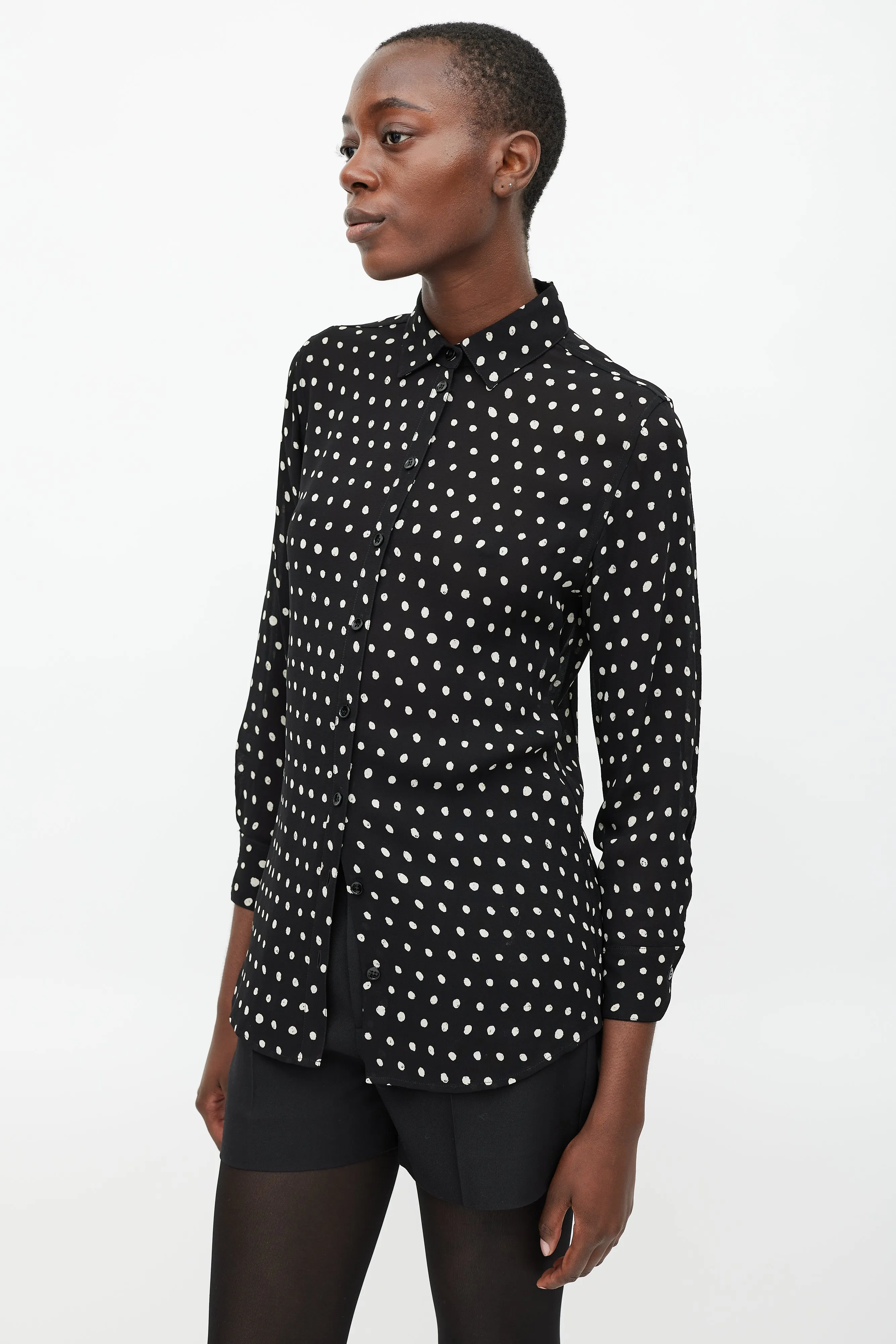 Black & White Sheer Polka Dot Blouse