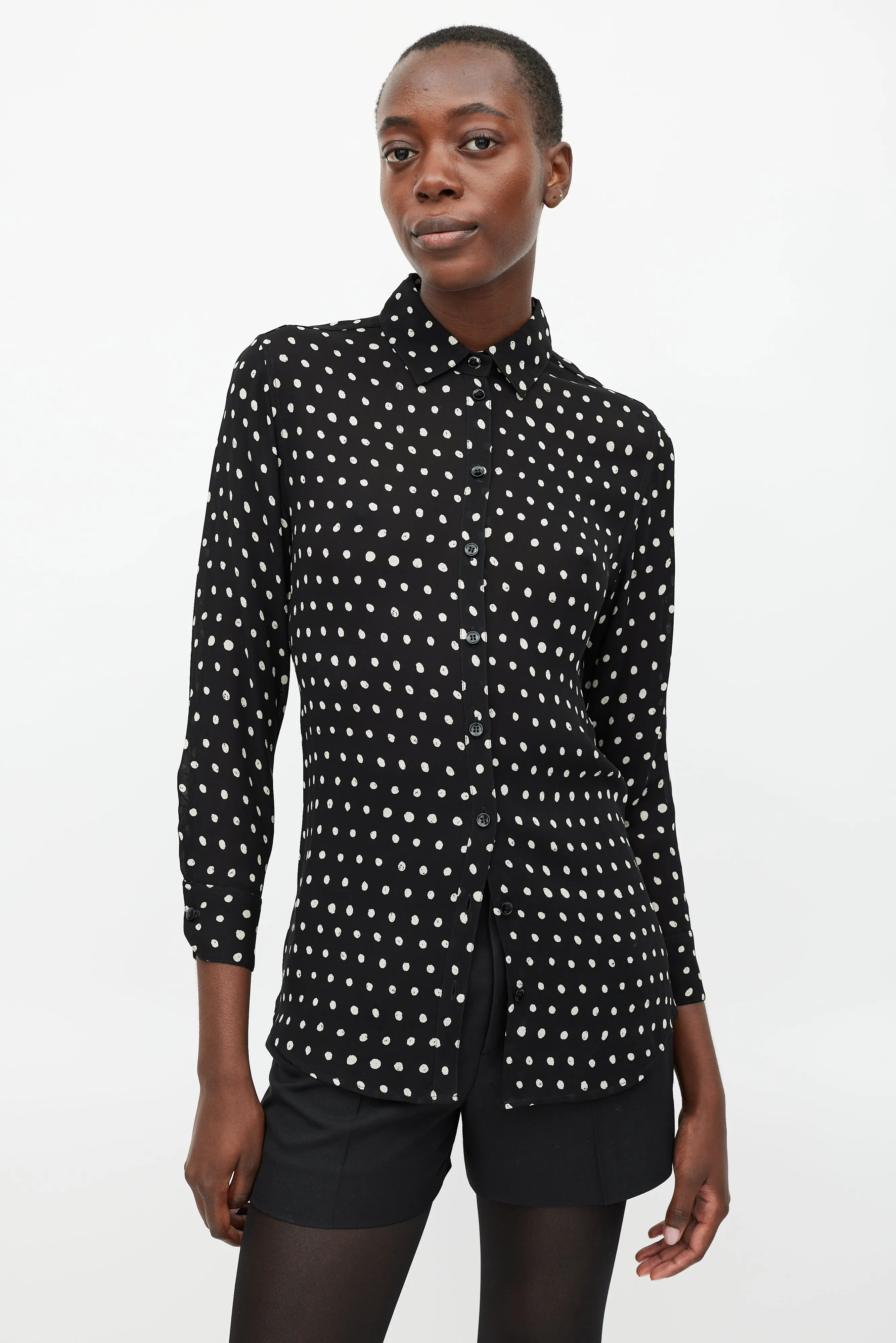 Black & White Sheer Polka Dot Blouse