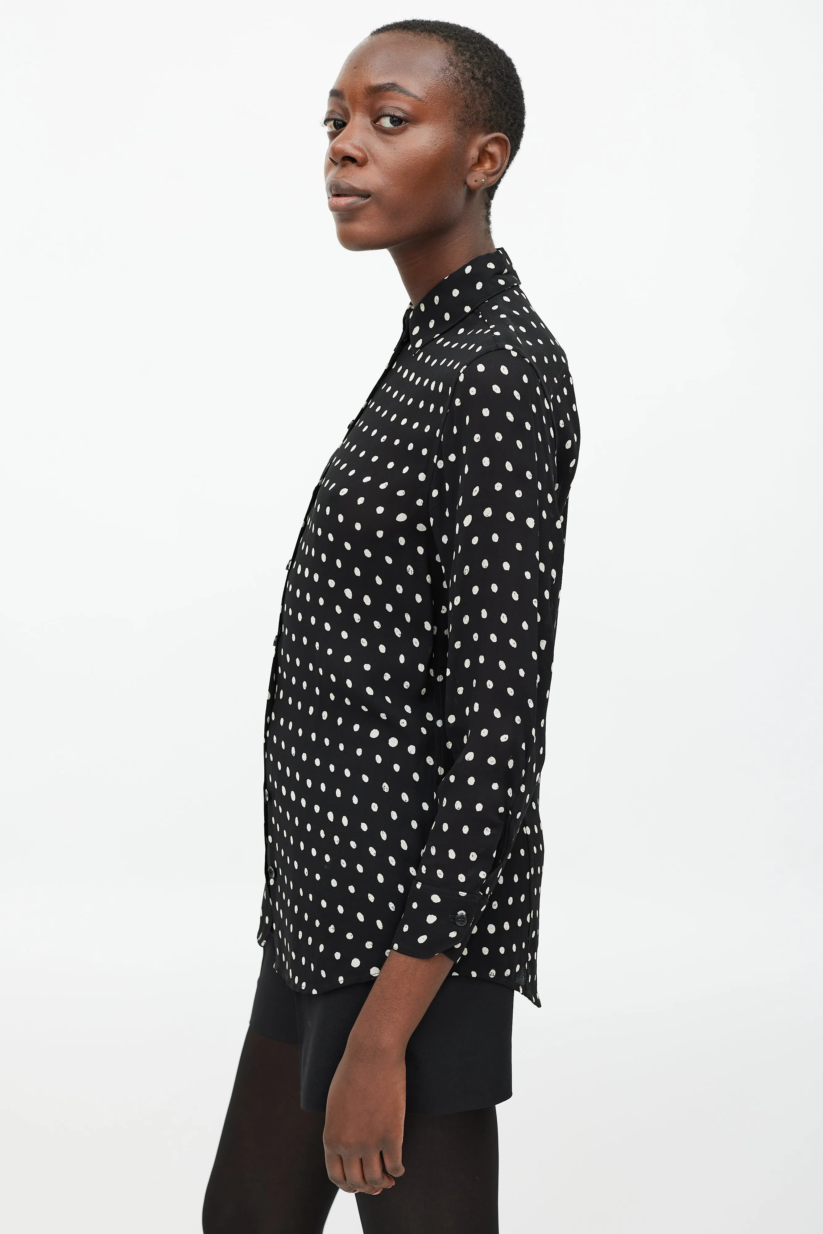 Black & White Sheer Polka Dot Blouse