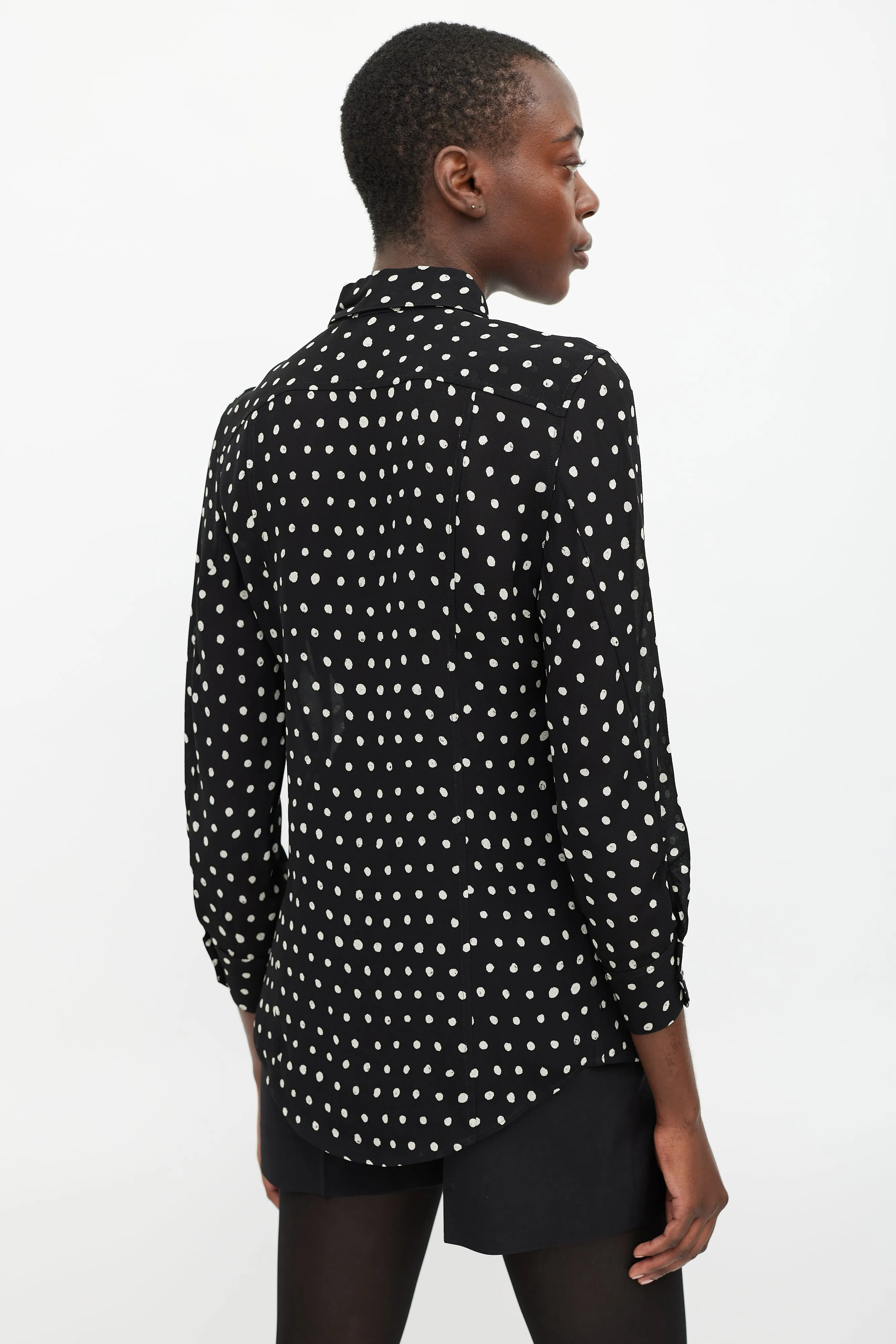 Black & White Sheer Polka Dot Blouse