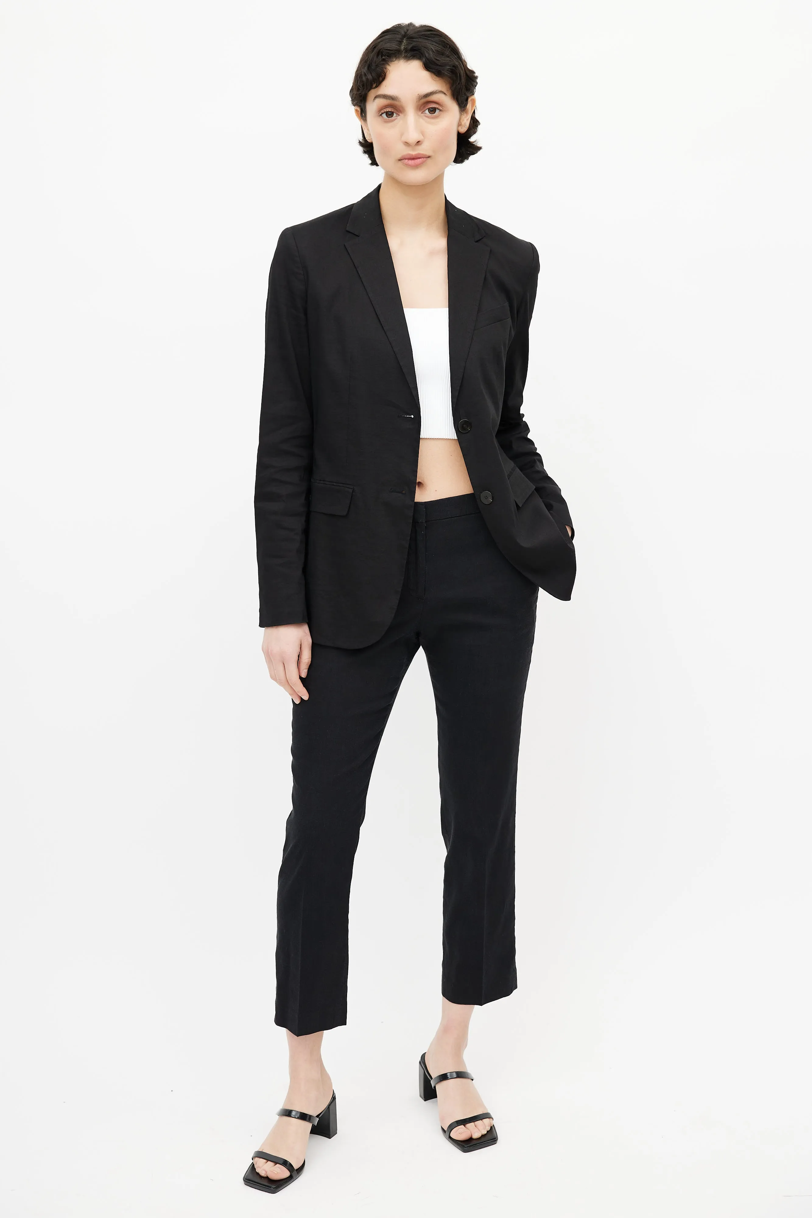 Black Linen Blazer & Pant Suit