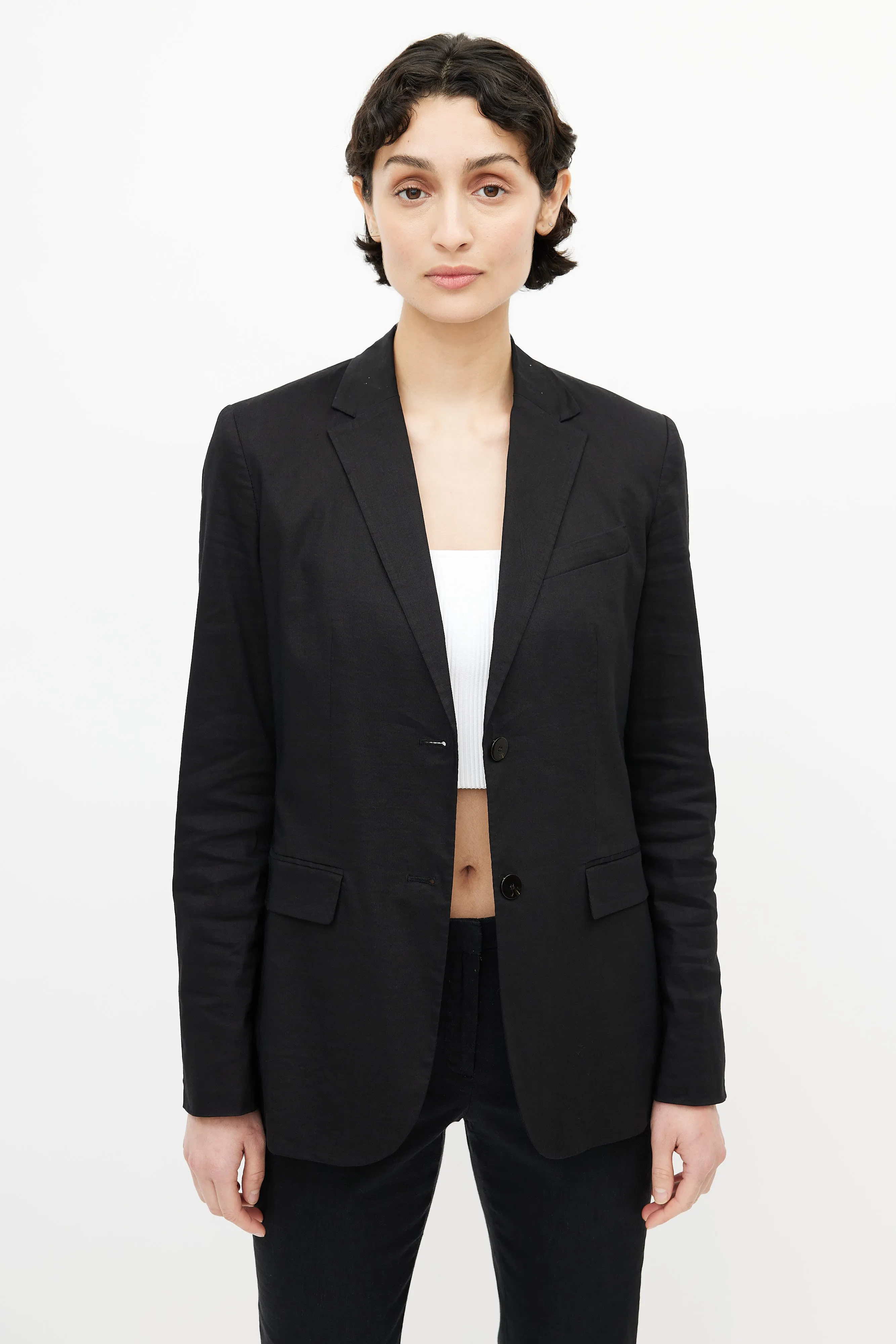 Black Linen Blazer & Pant Suit
