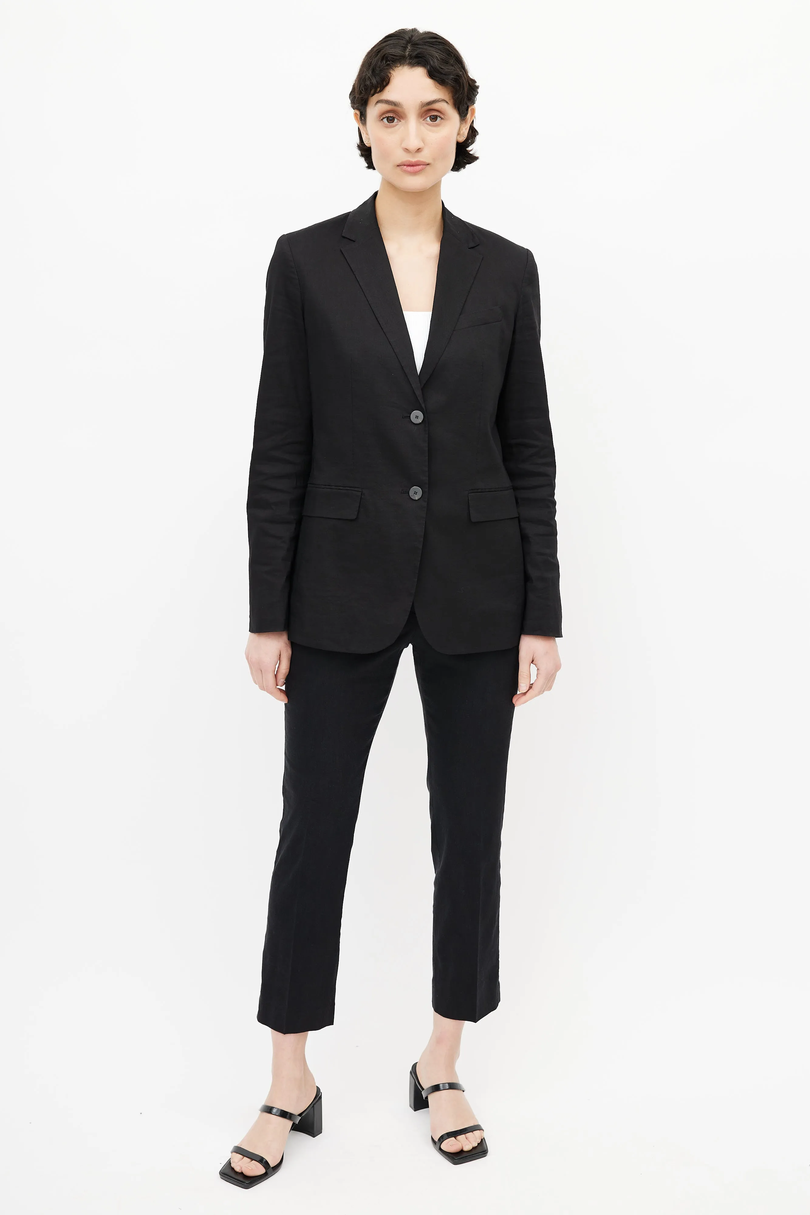 Black Linen Blazer & Pant Suit