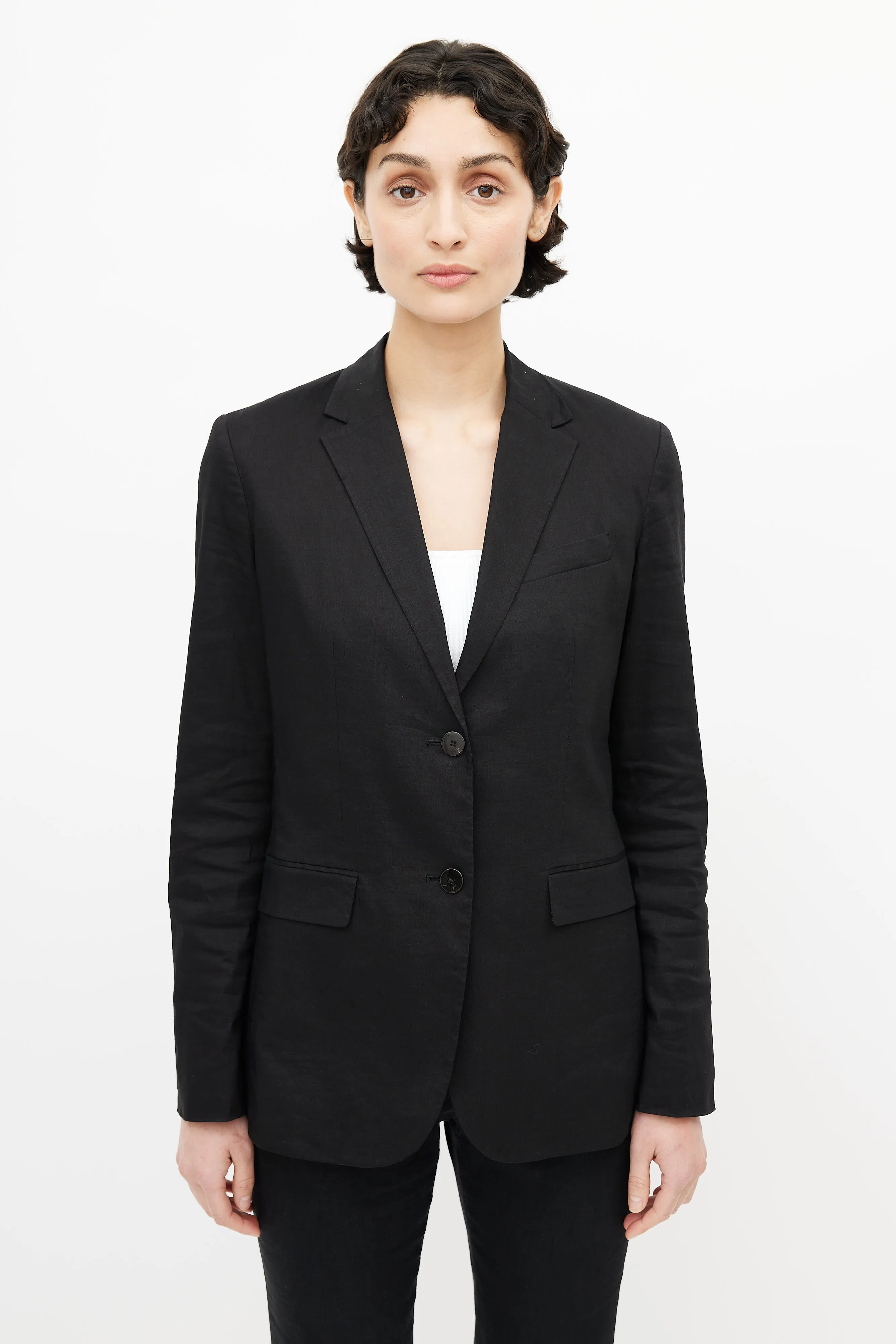 Black Linen Blazer & Pant Suit