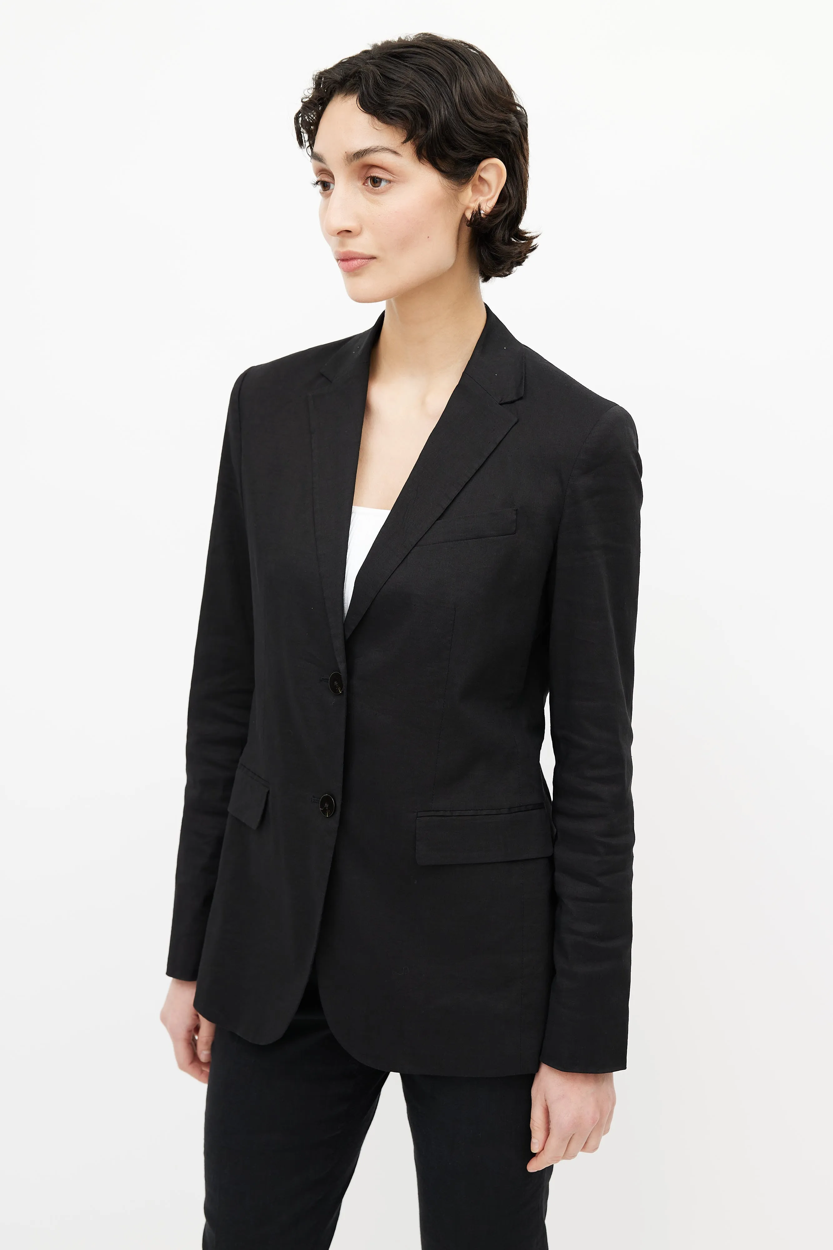 Black Linen Blazer & Pant Suit