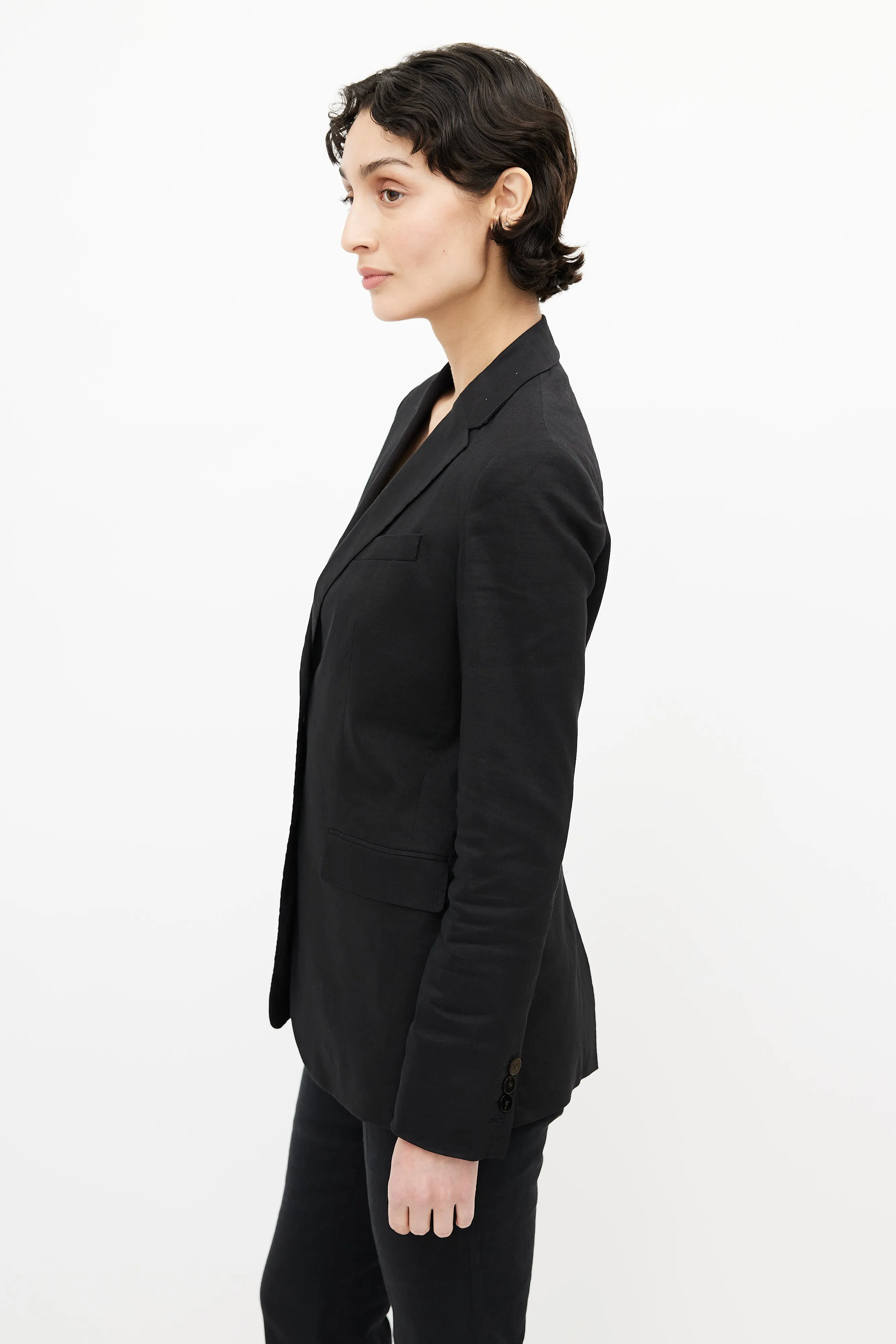 Black Linen Blazer & Pant Suit