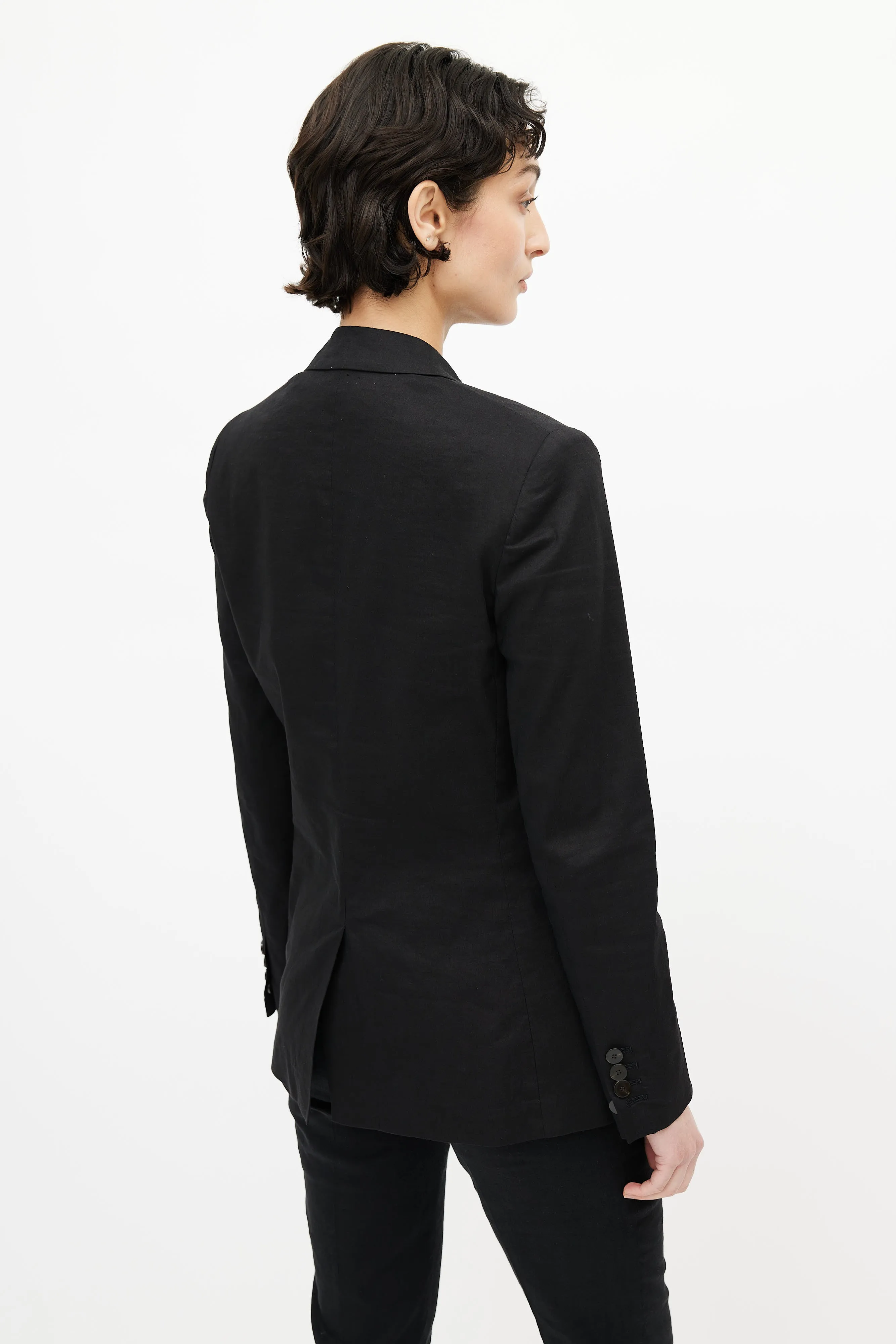 Black Linen Blazer & Pant Suit