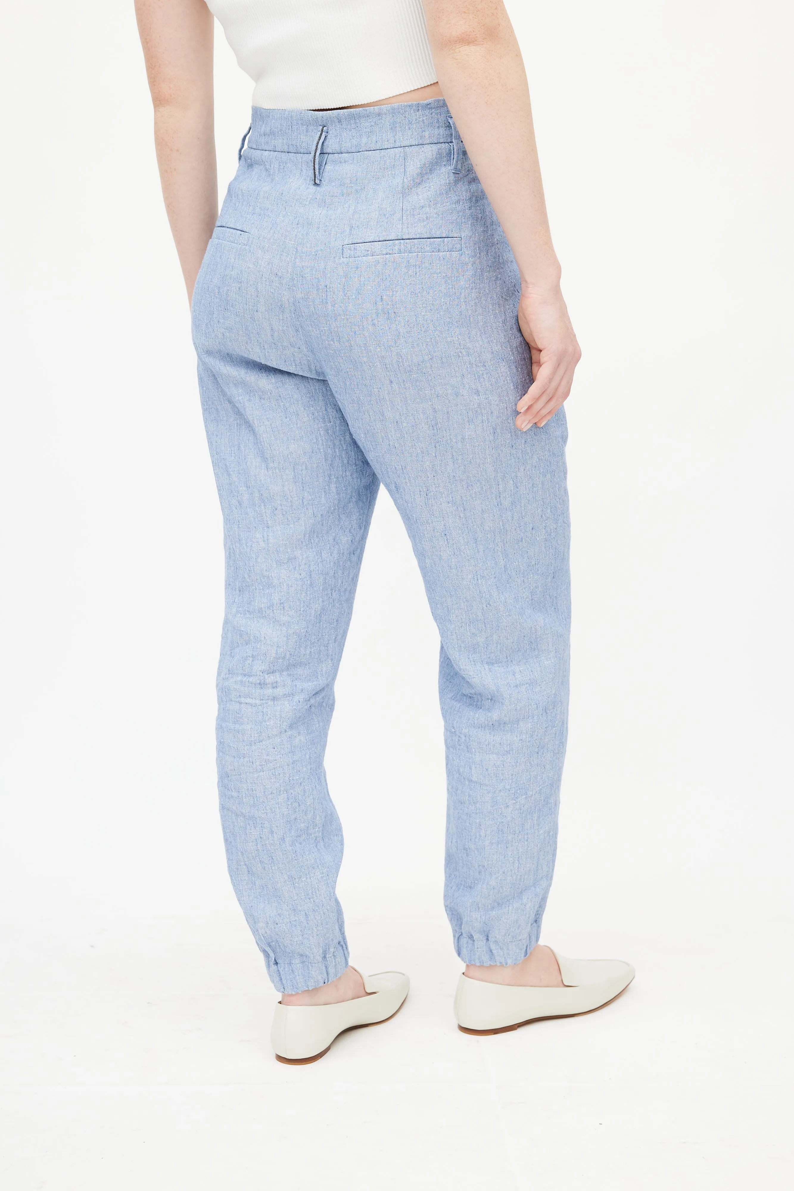 Blue Linen Blazer Pant Set