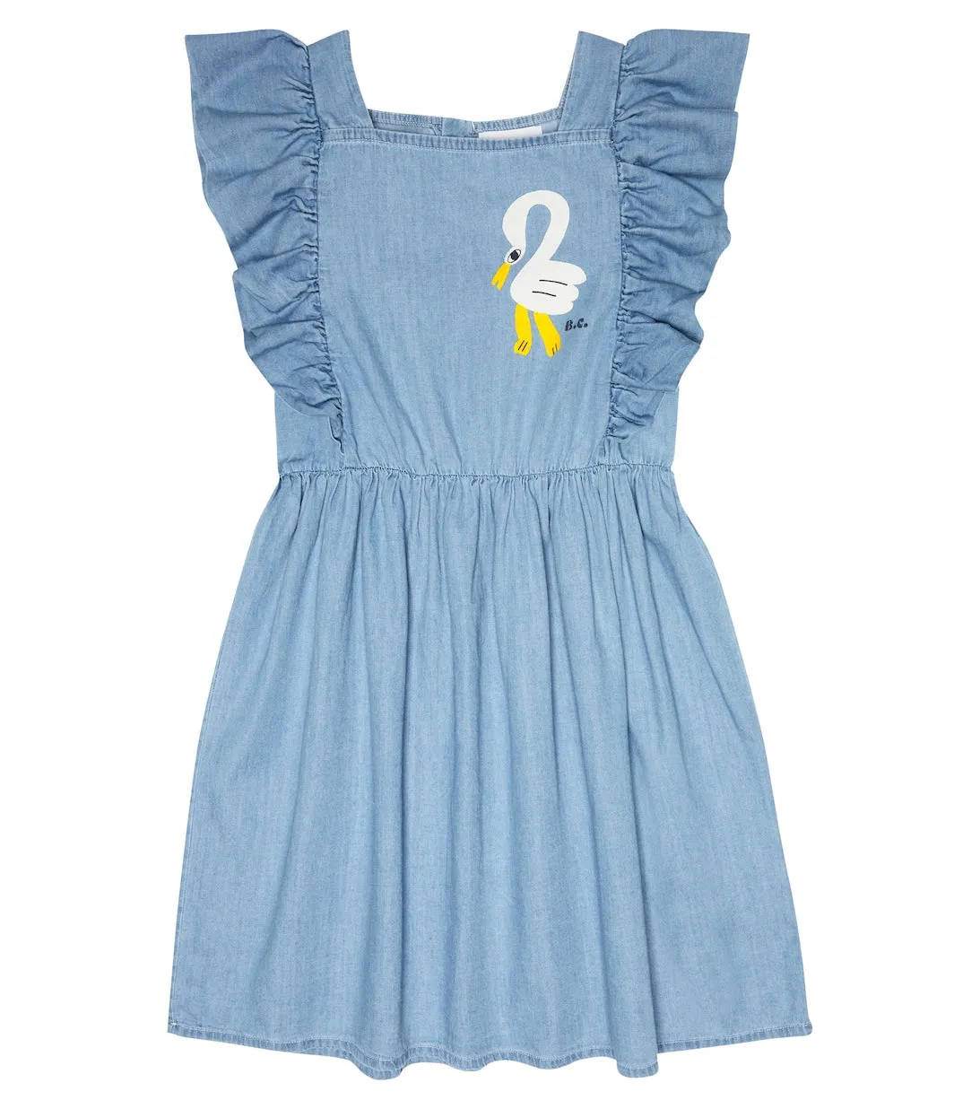 Bobo Choses Ruffle Print Denim Dress, Blue