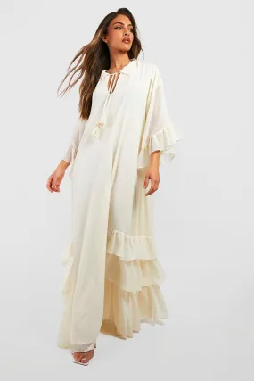 Boohoo Ruffle Maxi Dress, Cream