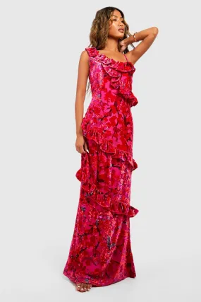 Boohoo Ruffle Maxi Dress, Pink