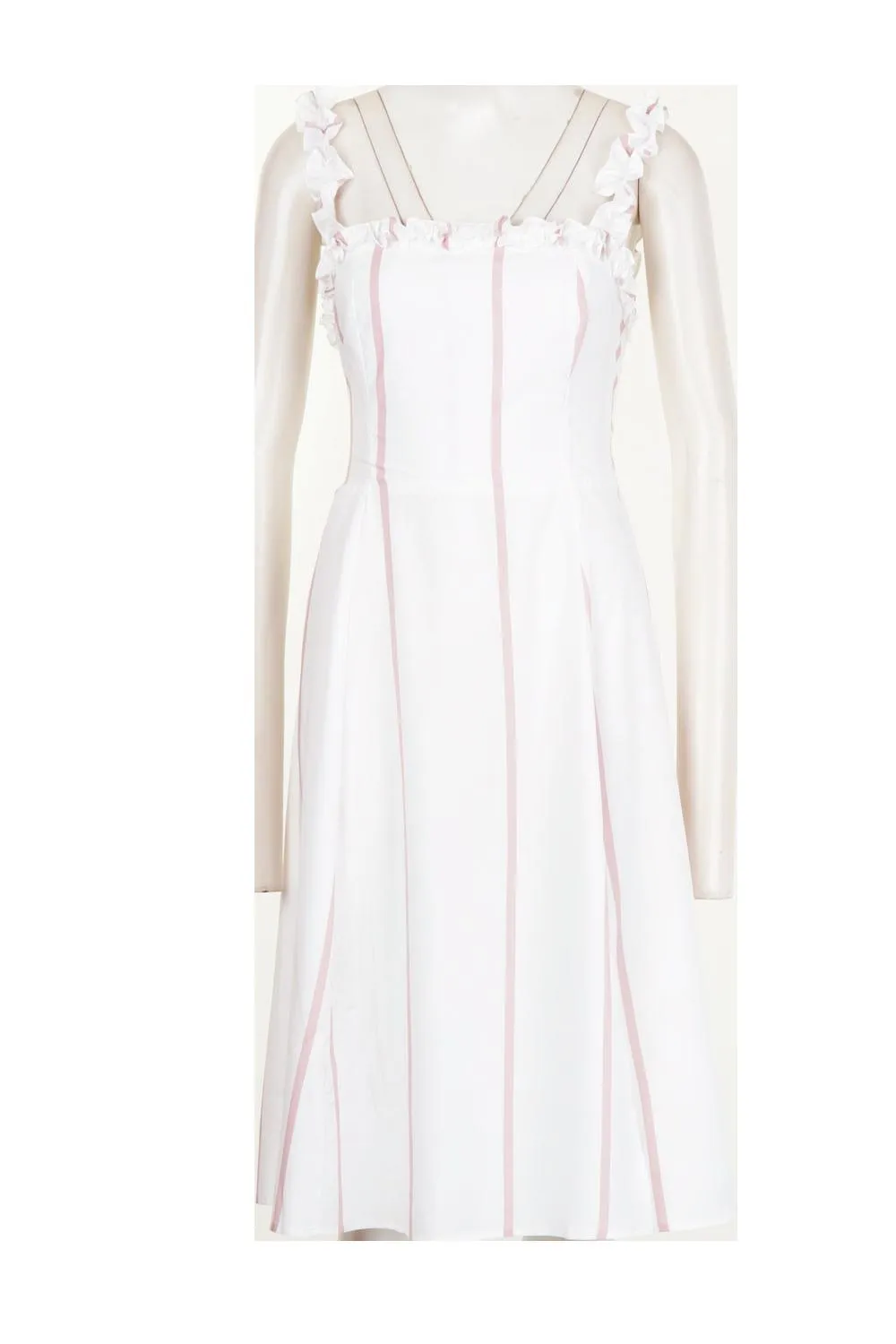 Boohoo Ruffle Striped Midi Dress, Pink