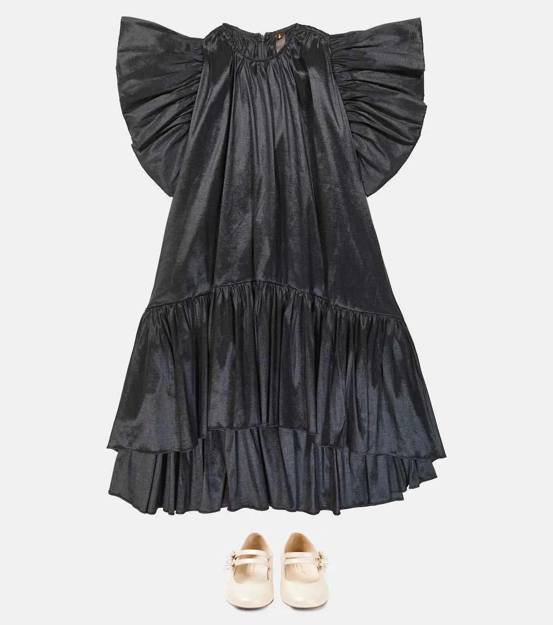 Caroline Bosmans Taffeta Ruffle Dress, Black