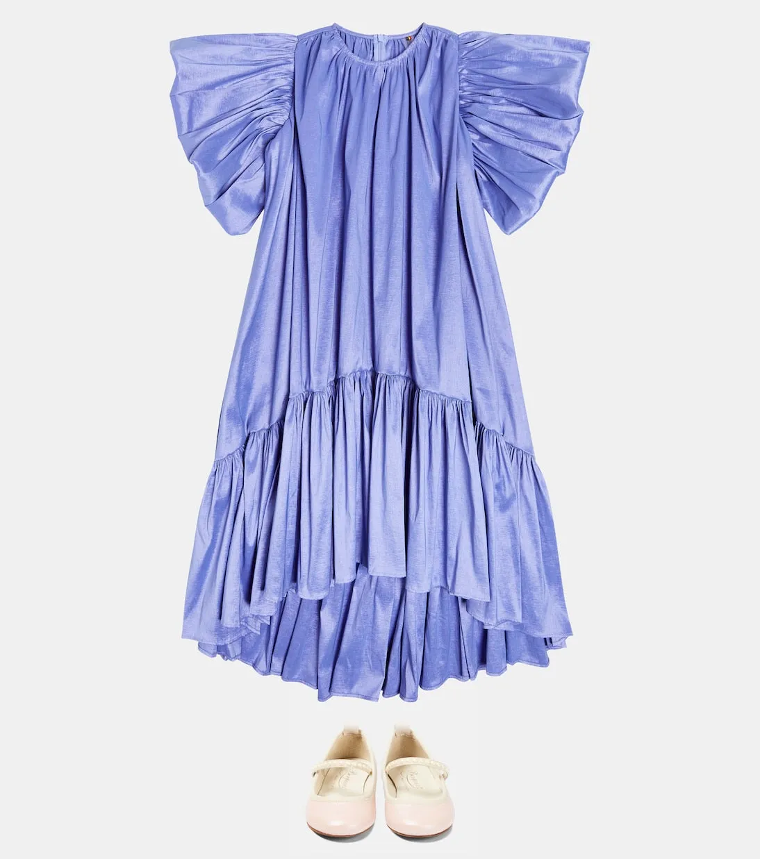 Caroline Bosmans Taffeta Ruffle Dress, Blue