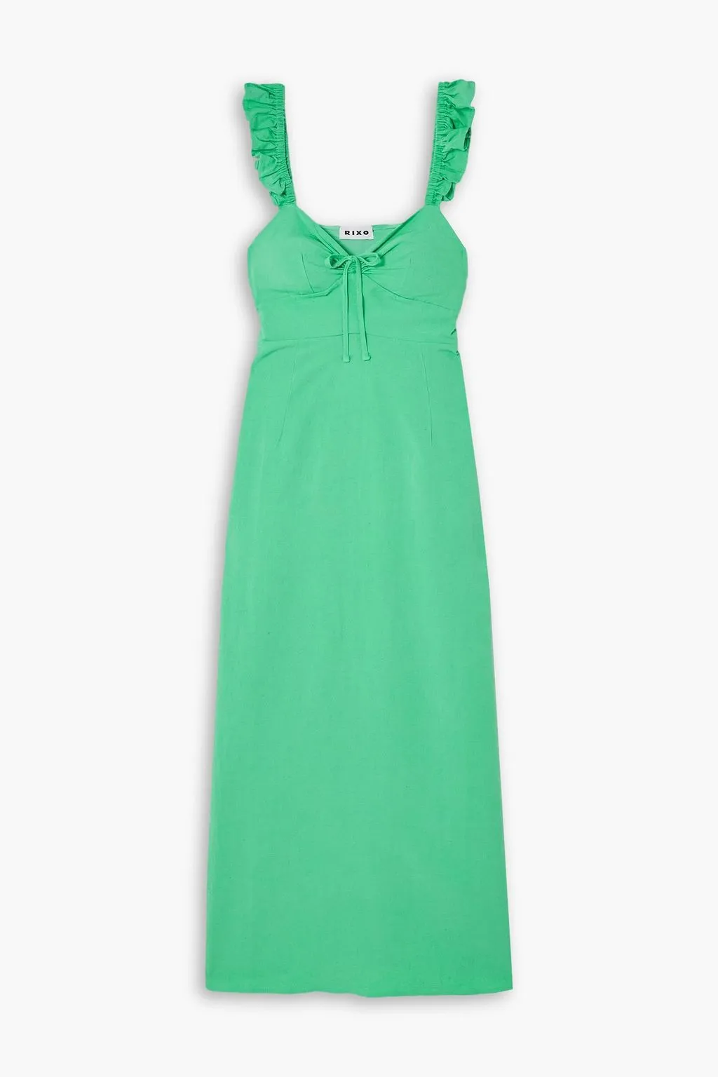 Cecile Woven Belted Ruffle Midi Dress RIXO, Jade