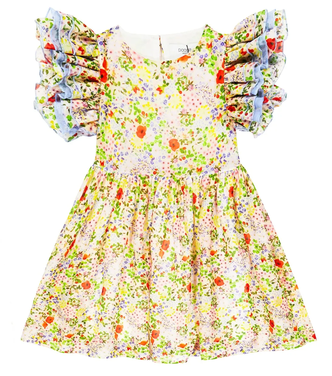 Cotton Silk Ruffle Floral Dress Paade Mode Multicolor