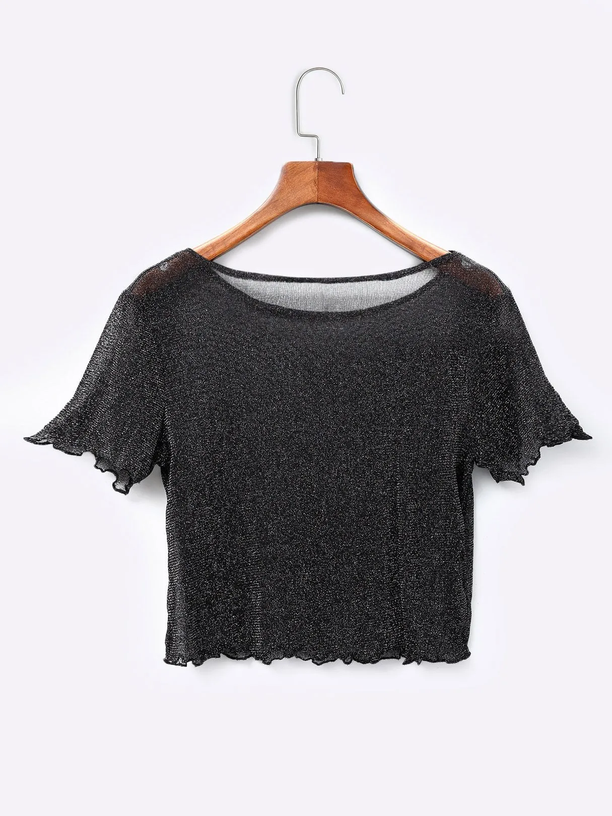 Custom Mesh Round-Neck Crop Top
