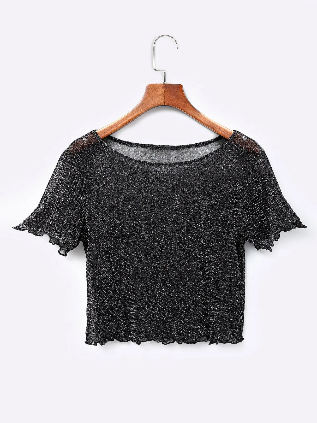 Custom Mesh Round-Neck Crop Top