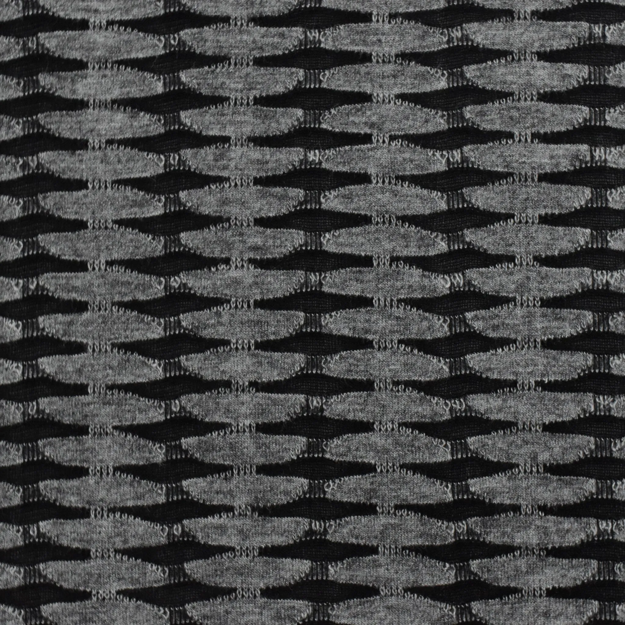 Dusty Gray-Black Abstract Jacquard Stretch Knit Fabric