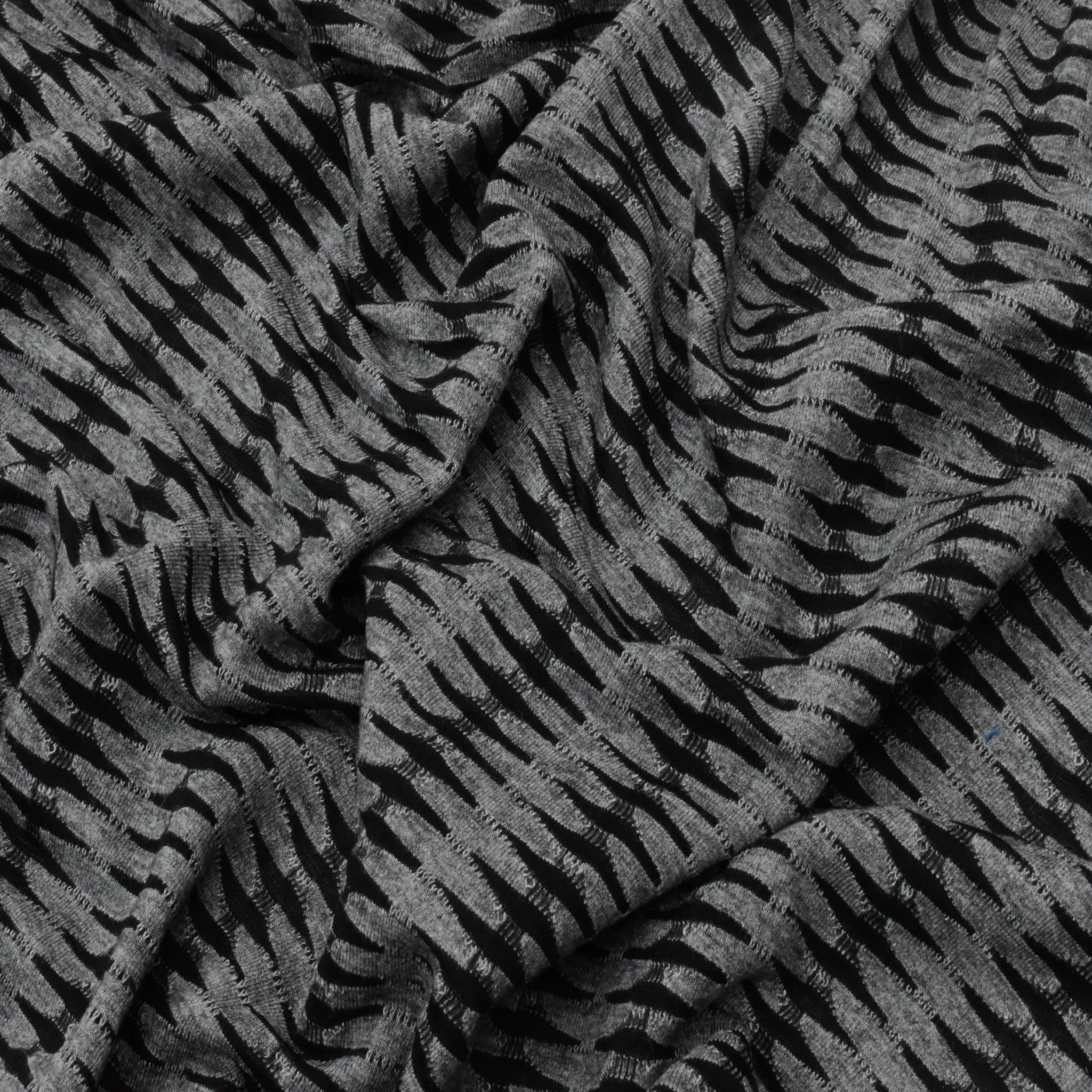 Dusty Gray-Black Abstract Jacquard Stretch Knit Fabric