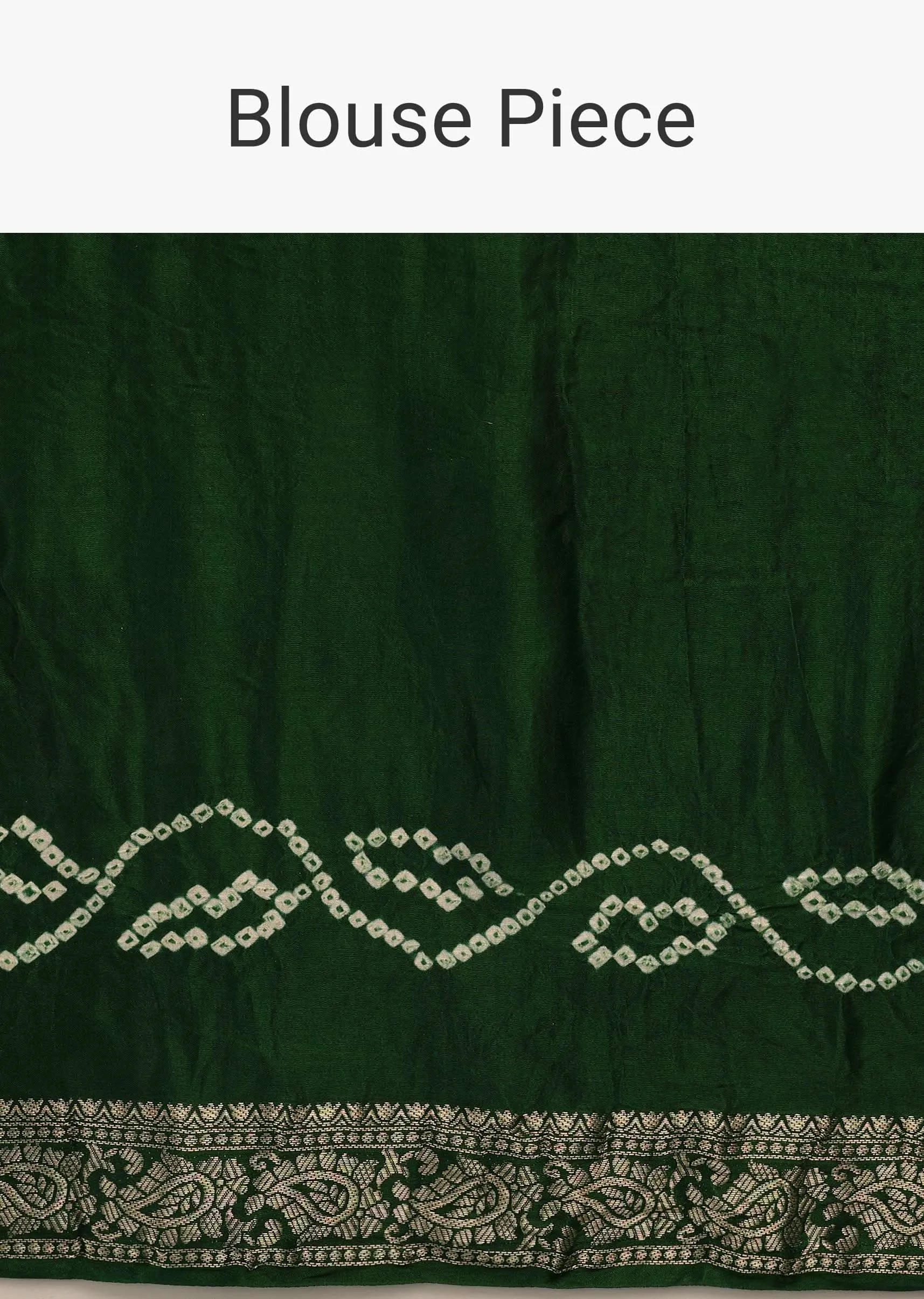 Emerald Green Saree In Silk With Bandhani Handweaving And Zari Border