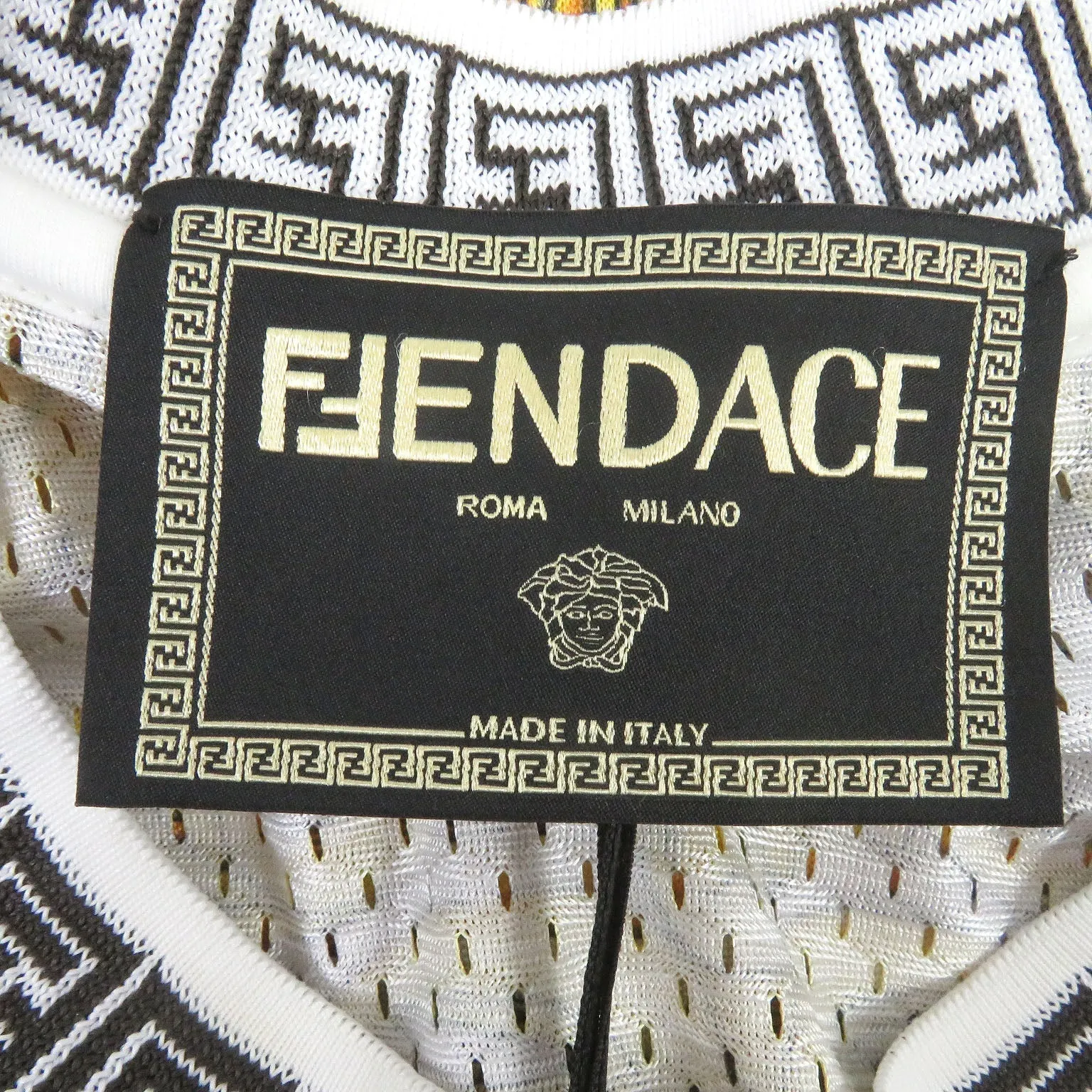 Fendi Versace FF Logo Mesh T-Shirt XS