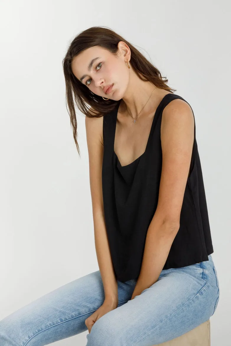 Flowy Cropped Tank in Black