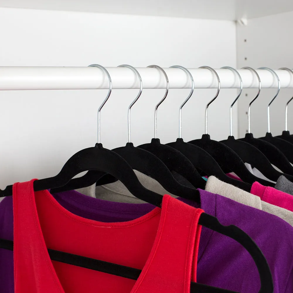 Home Basics 10-Pack Non-Slip Velvet Hangers, Black, 17.8x5x9.5 Inches