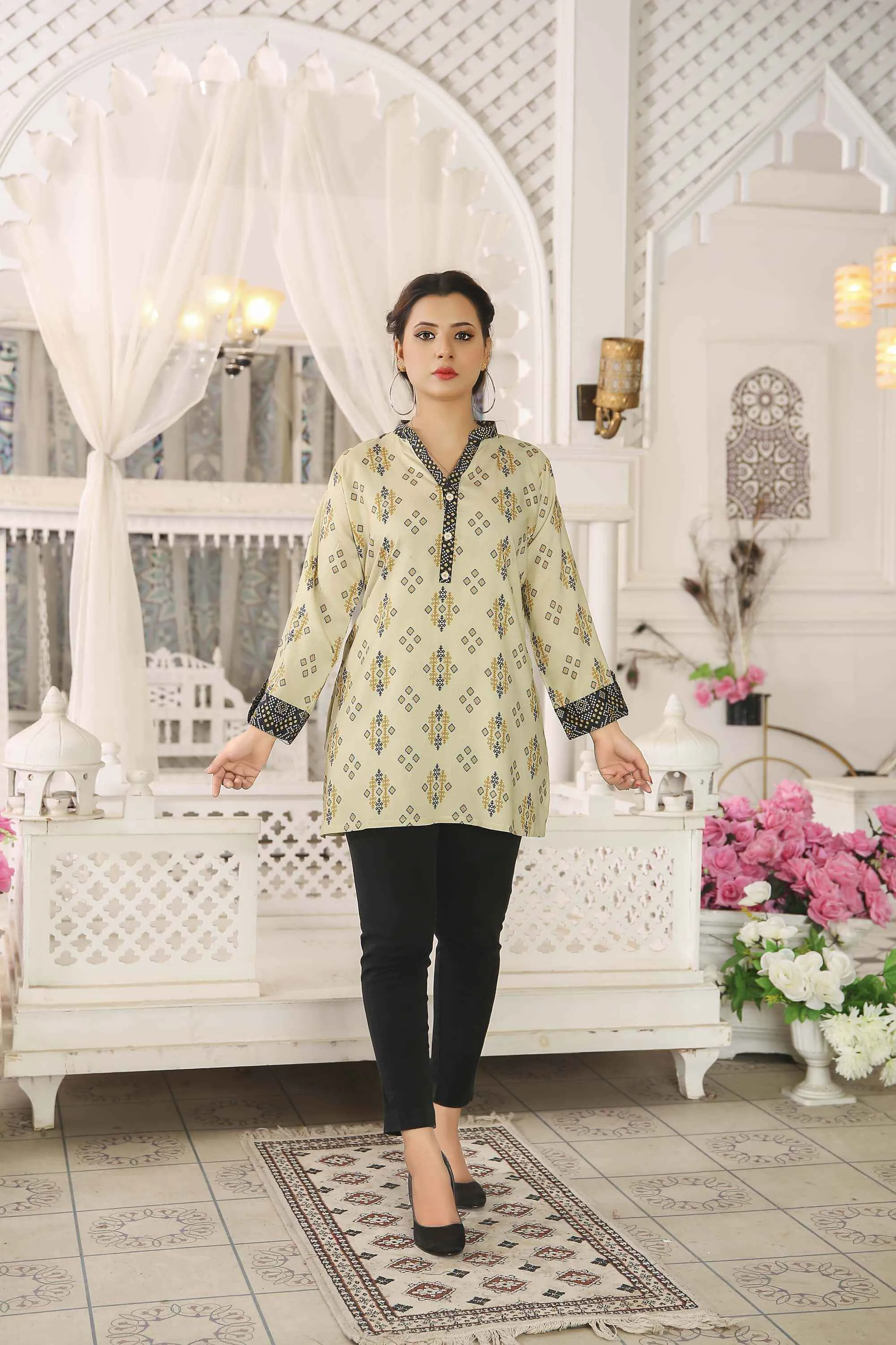 Kurtis for Women Linen Printed Short Style | Buy Online USA – IshDeena