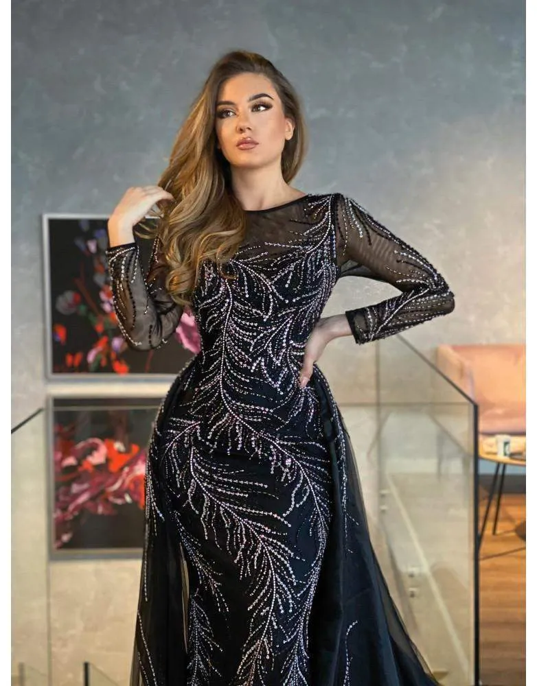 Luxury Evening Dress Flowy Black