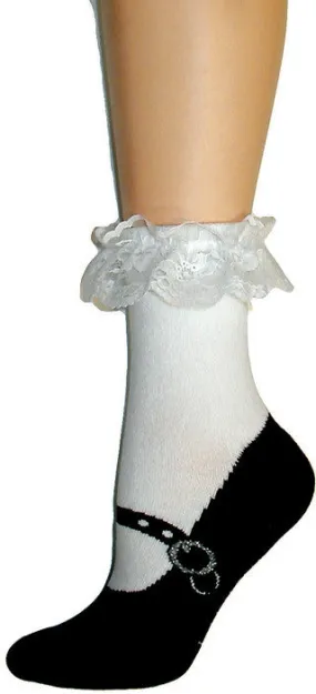 Non-Skid Ruffle Mary Jane Slipper Socks (Women's)