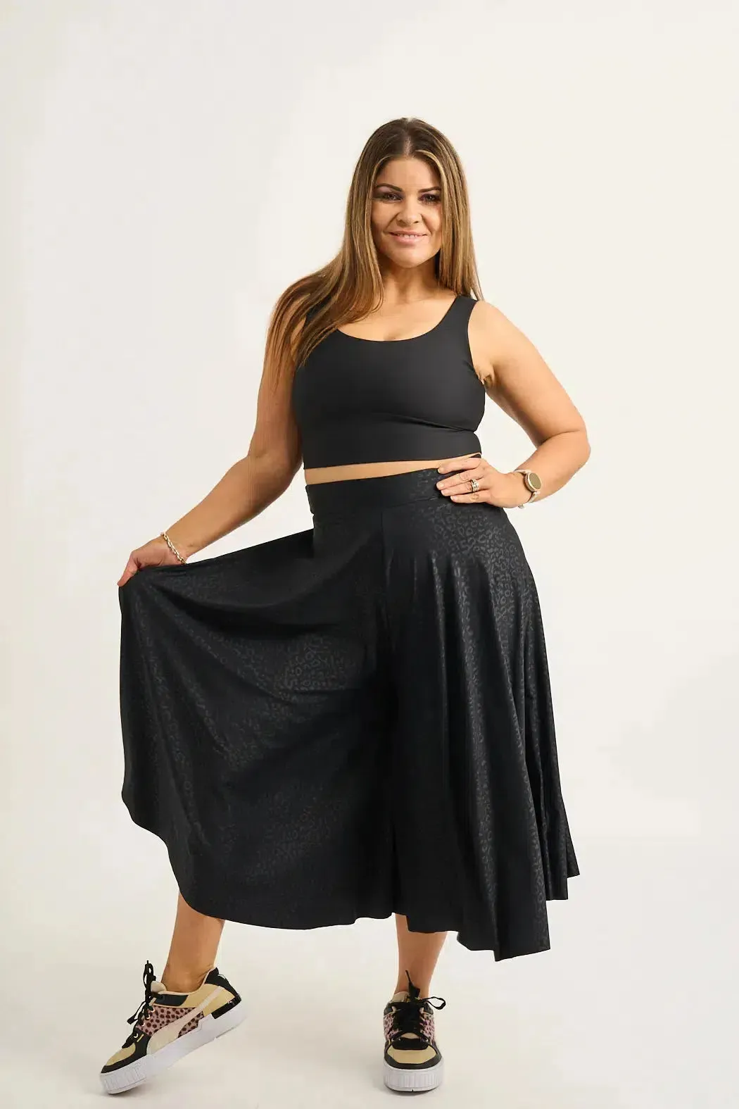 Silky Palazzo Culotte - Black Exotic Touch Jag