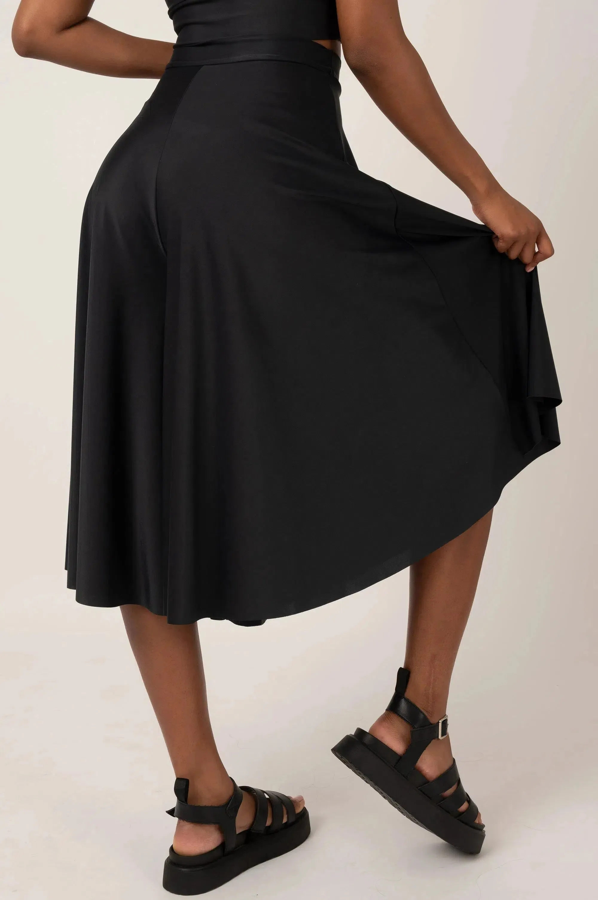 Silky Palazzo Culotte - Black