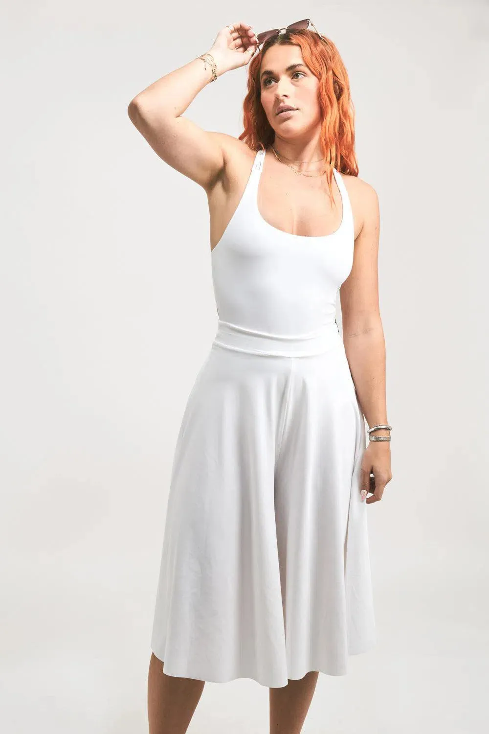 Silky Palazzo Culotte - White
