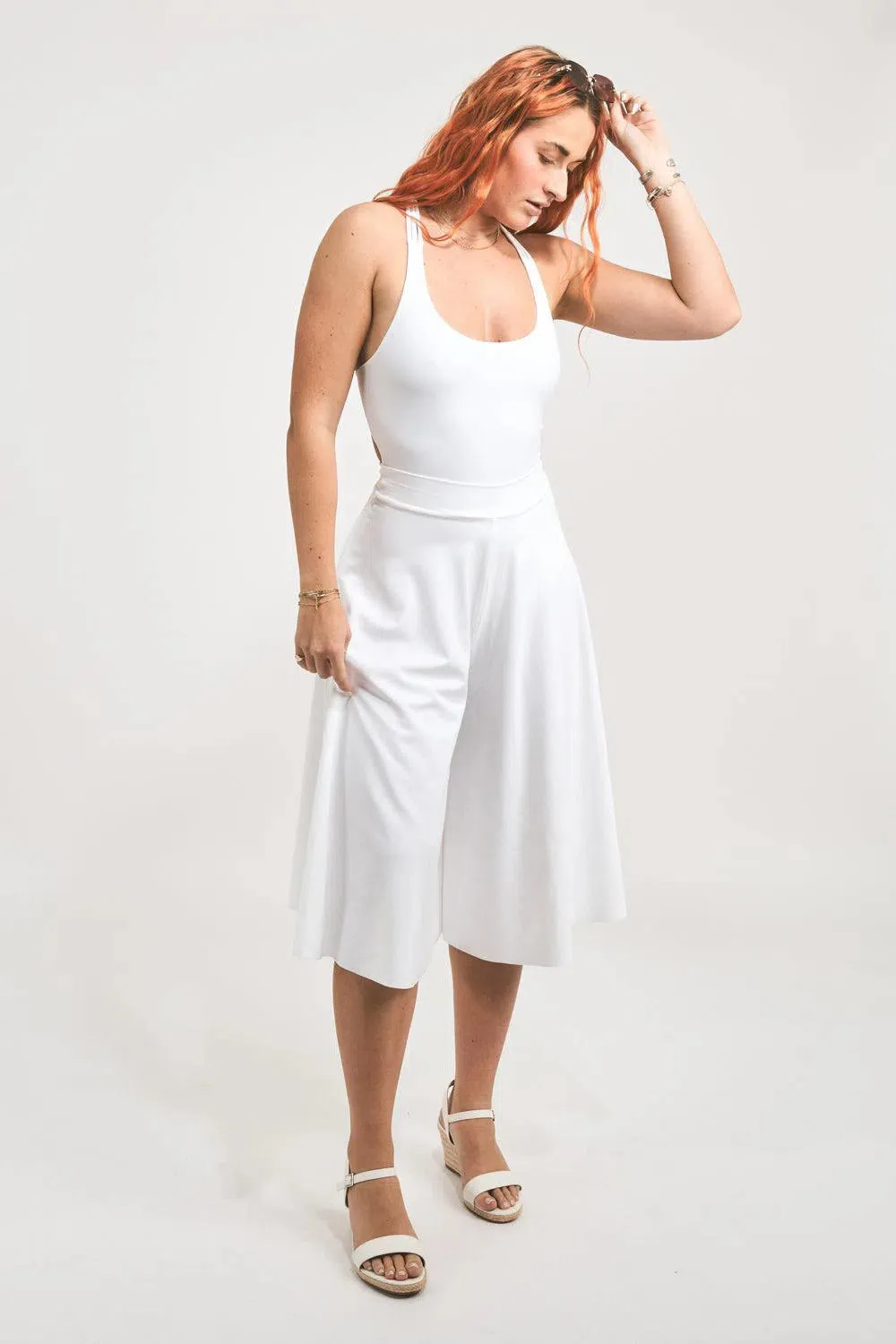 Silky Palazzo Culotte - White
