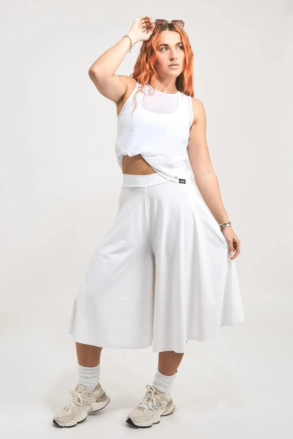 Silky Palazzo Culotte - White