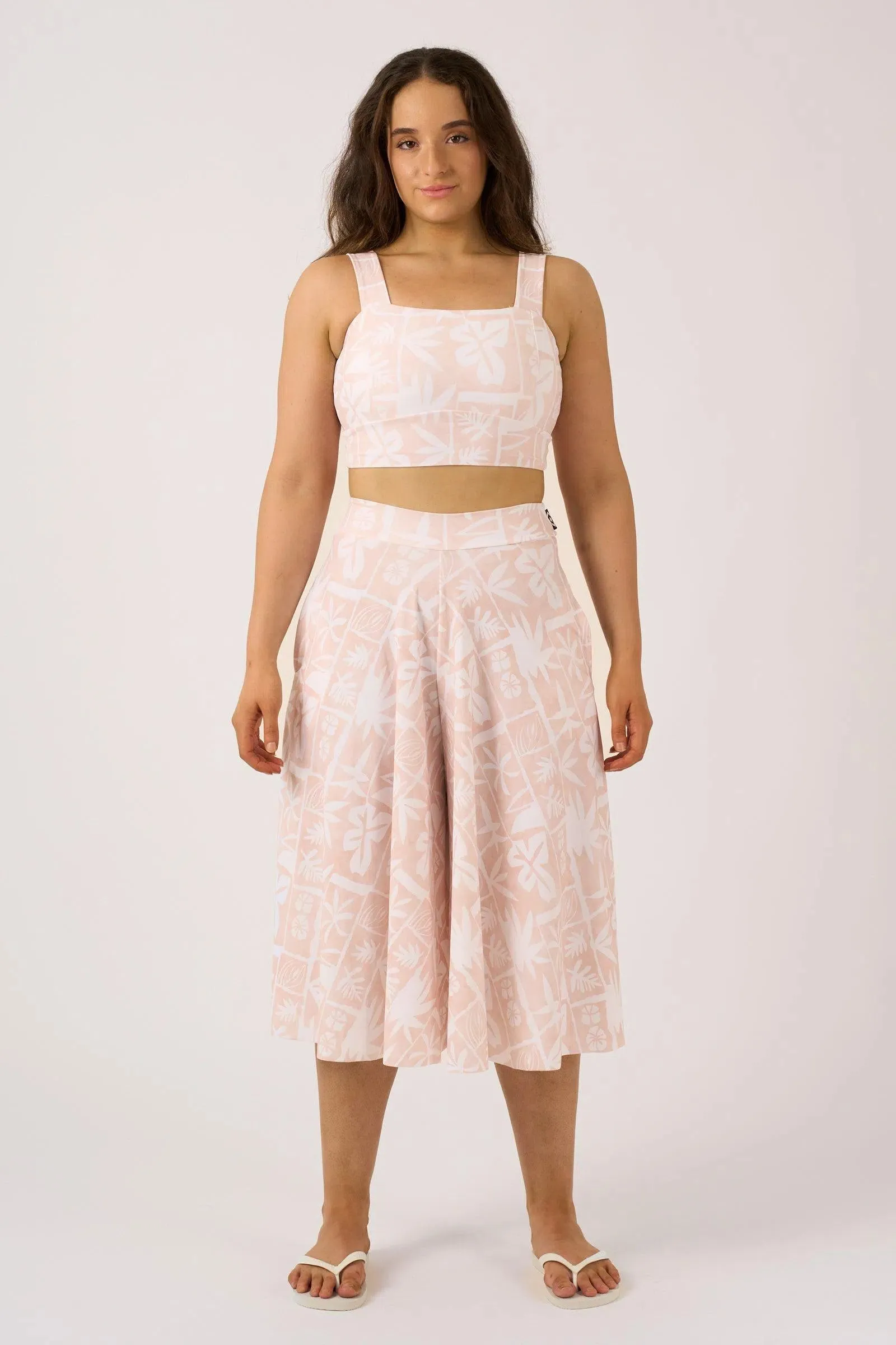 Silky Palazzo Culotte With Pocket - Nude Tiki