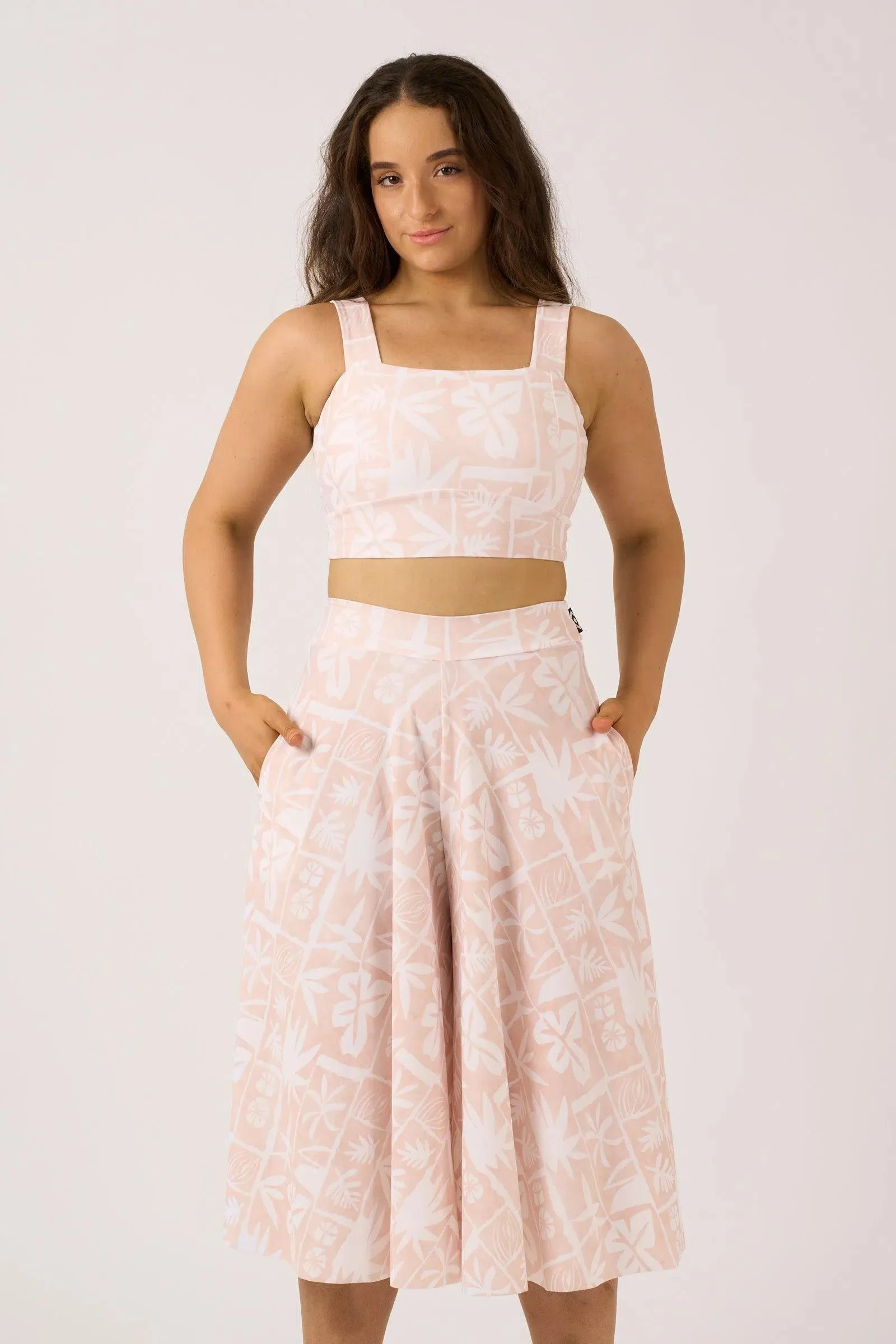Silky Palazzo Culotte With Pocket - Nude Tiki